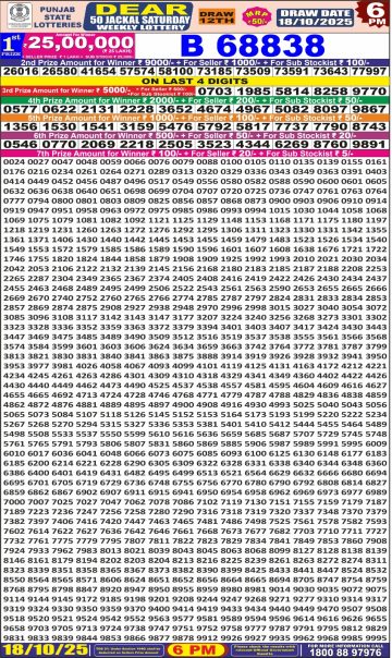 Punjab State Dear 50 Jackal Saturday Weekly Lottery Result 6pm 18.10.25 Declared img 20251018 wa0023.jpg