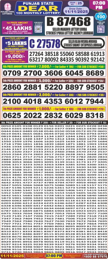 Punjab State Dear 100 Monthly Lottery Result 7pm 11.11.25 Declared img 20251111 wa00351.jpg