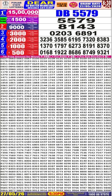 पंजाब स्टेट लॉटरी रिजल्ट Punjab State Lottery Result 6.30PM 27.05.26 synced punjab result image on 2026 05 27