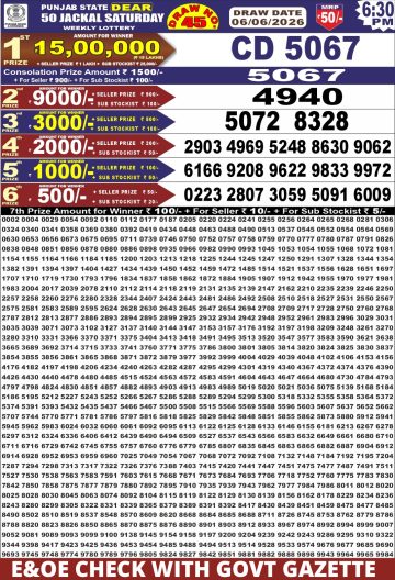 पंजाब स्टेट लॉटरी रिजल्ट Punjab State Lottery Result 6.30PM 06.06.26 synced punjab result image on 2026 06 06